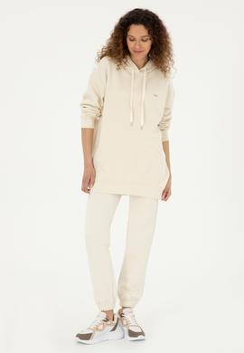 Kadın Krem Kapüşonlu Sweatshirt - 50297078045