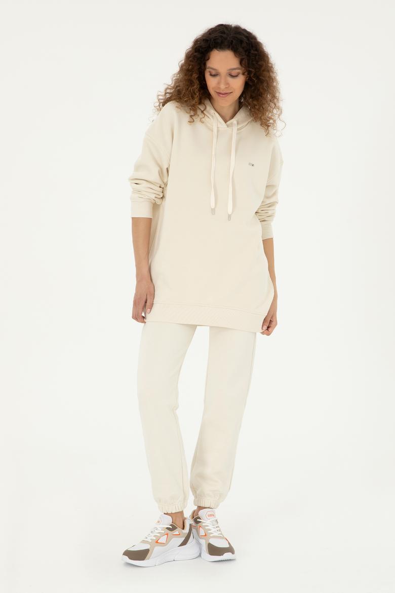 Kadın Krem Kapüşonlu Sweatshirt - 50297078045