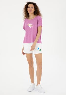 Kadın Pembe Bisiklet Yaka Tişört - 50284355003