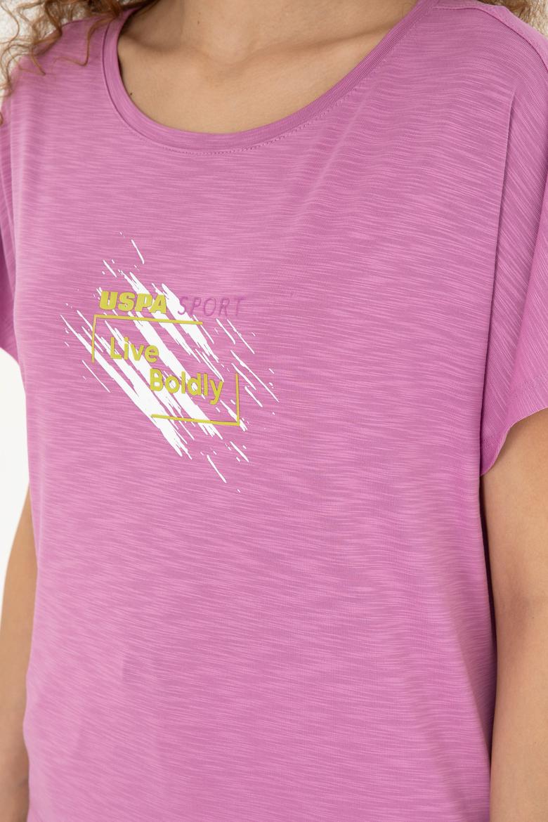 Kadın Pembe Bisiklet Yaka Tişört - 50284355003