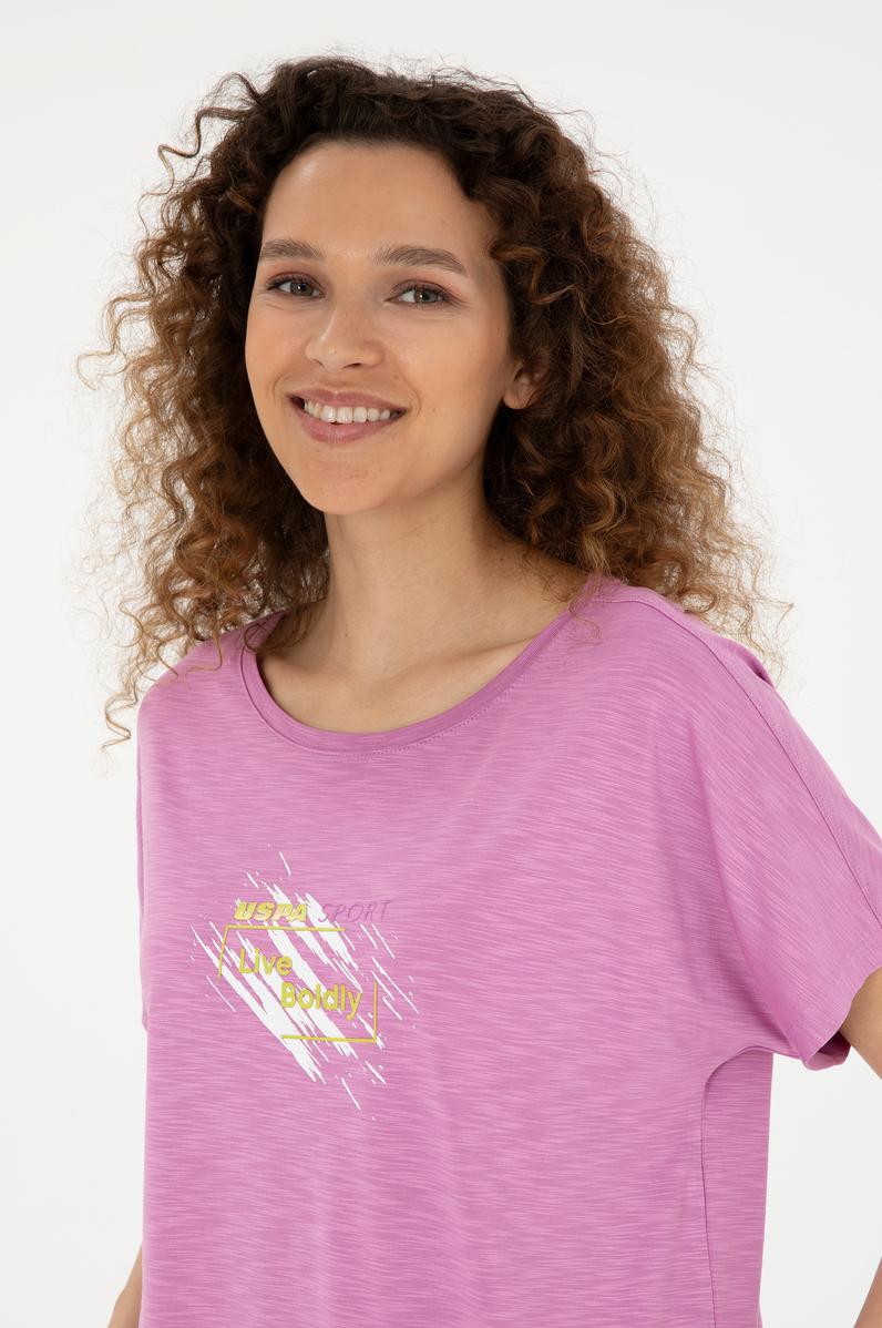 Kadın Pembe Bisiklet Yaka Tişört