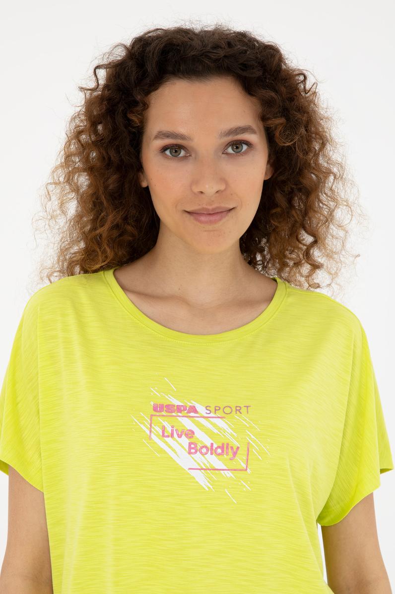 Kadın Fıstık Yeşili Bisiklet Yaka Tişört