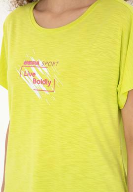 Kadın Fıstık Yeşili Bisiklet Yaka Tişört - 50284355011