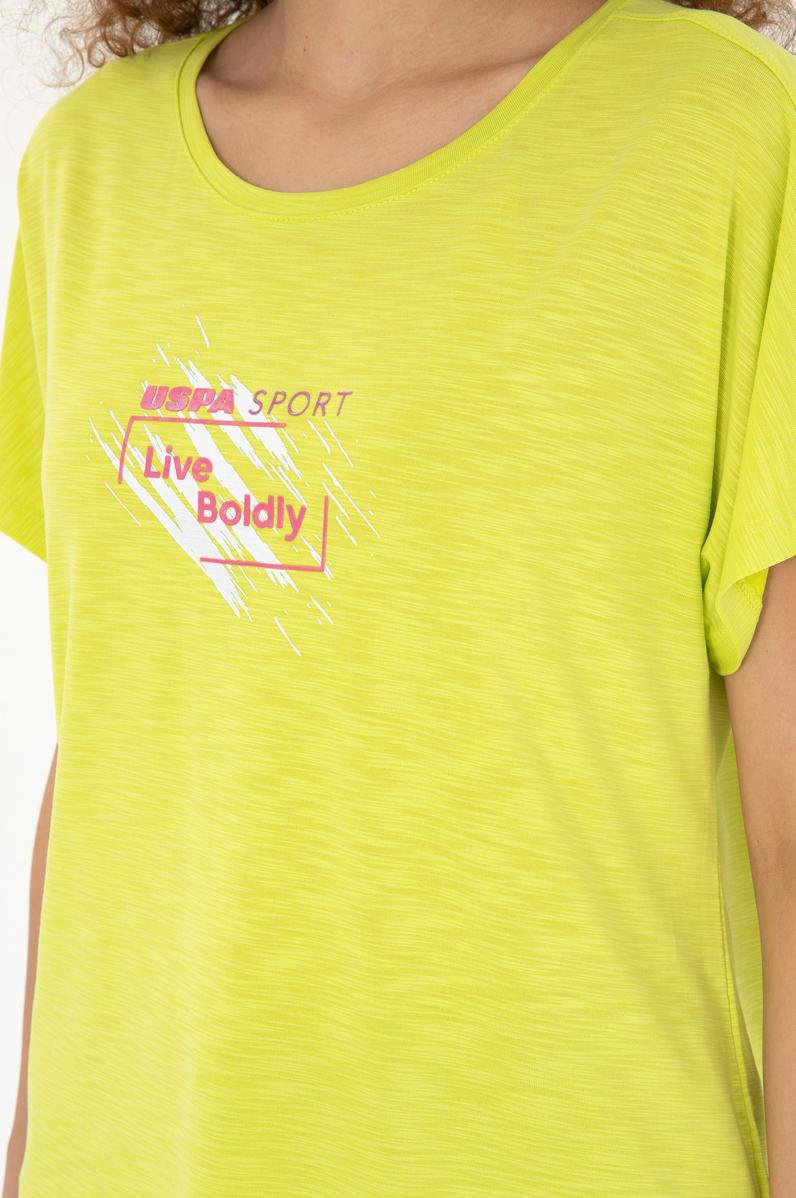 Kadın Fıstık Yeşili Bisiklet Yaka Tişört