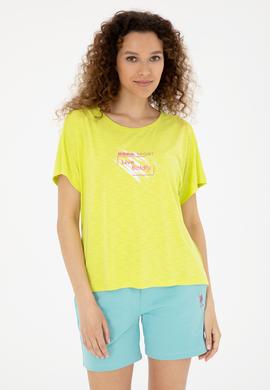 Kadın Fıstık Yeşili Bisiklet Yaka Tişört - 50284355011