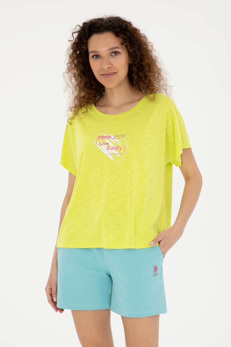 Kadın Fıstık Yeşili Bisiklet Yaka Tişört