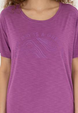 Kadın Mor Bisiklet Yaka Tişört - 50283780018