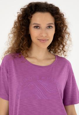 Kadın Mor Bisiklet Yaka Tişört - 50283780018