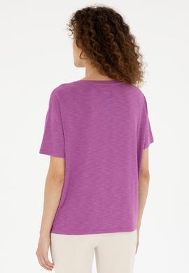 Kadın Mor Bisiklet Yaka Tişört - 50283780018