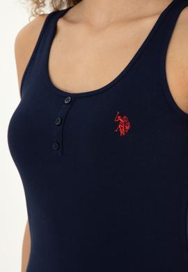 Kadın Lacivert Bisiklet Yaka Kolsuz Basic Tişört - 50280059025