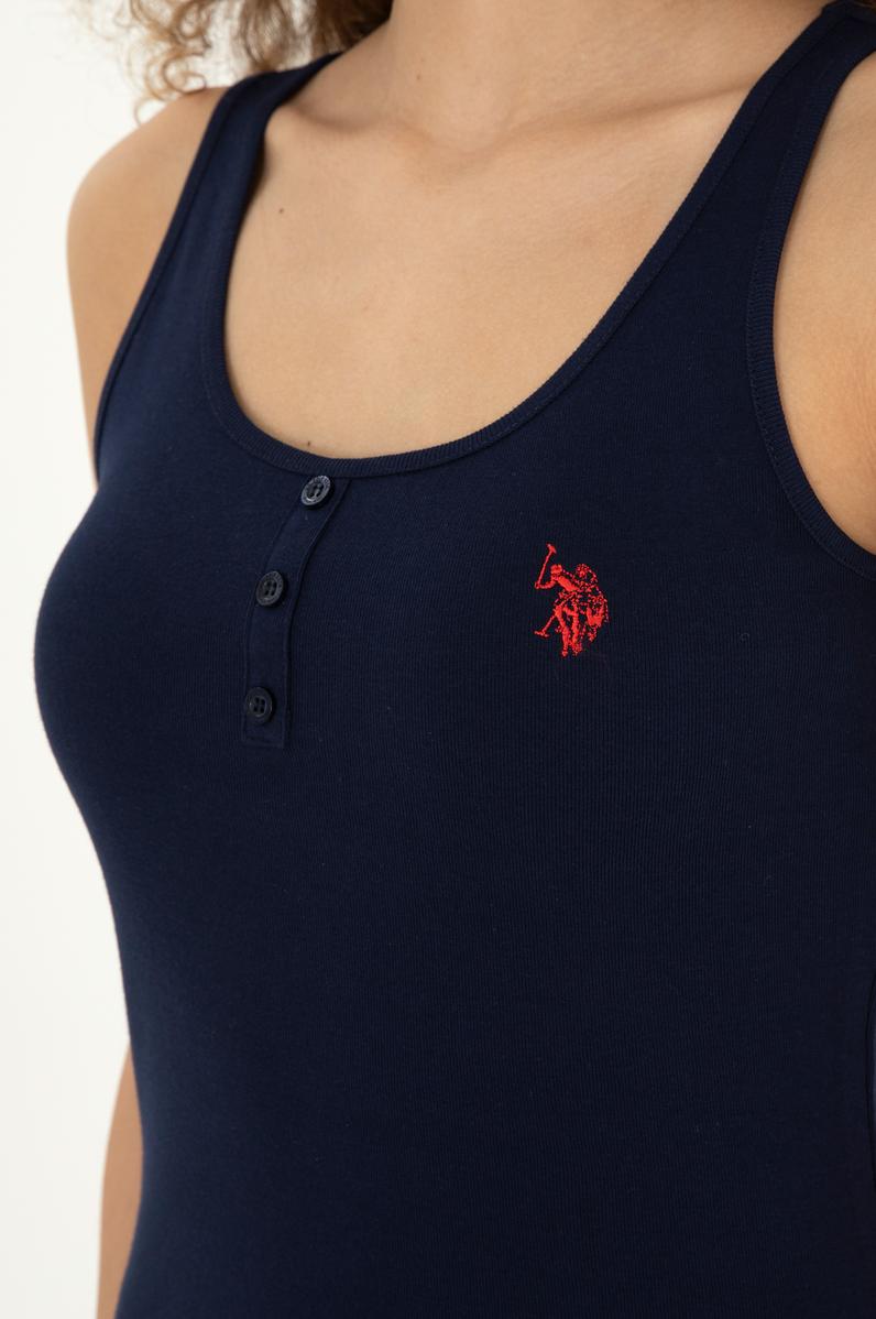 Kadın Lacivert Bisiklet Yaka Kolsuz Basic Tişört