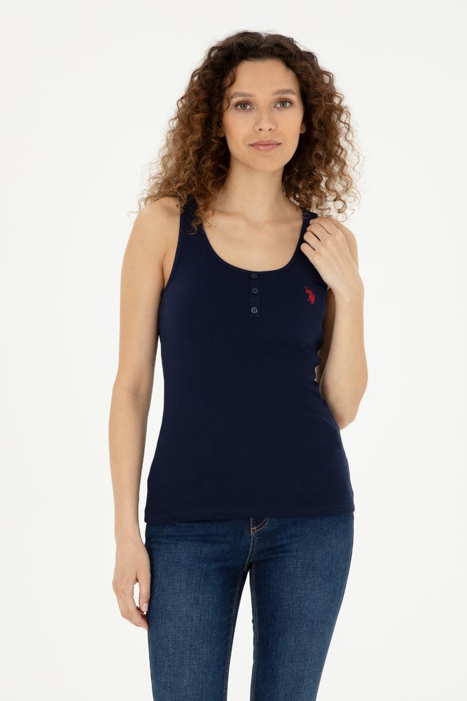 Kadın Lacivert Bisiklet Yaka Kolsuz Basic Tişört