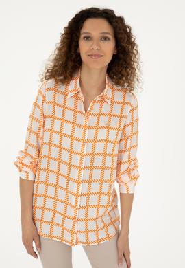 Kadın Turuncu Uzun Kollu Gömlek - 50289090013