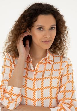 Kadın Turuncu Uzun Kollu Gömlek - 50289090013