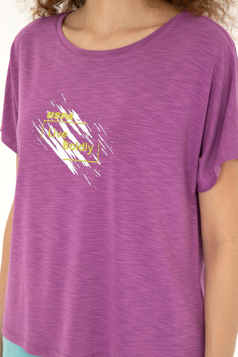 Kadın Mor Bisiklet Yaka Tişört - 50284355019