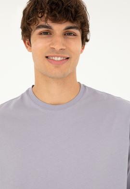 Erkek Comfort Fit Bisiklet Yaka Gri Tişört - 50294216066