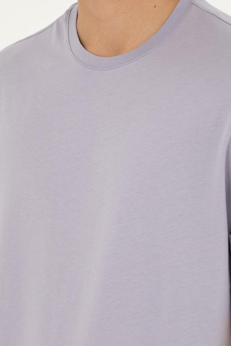 Erkek Comfort Fit Bisiklet Yaka Gri Tişört - 50294216066