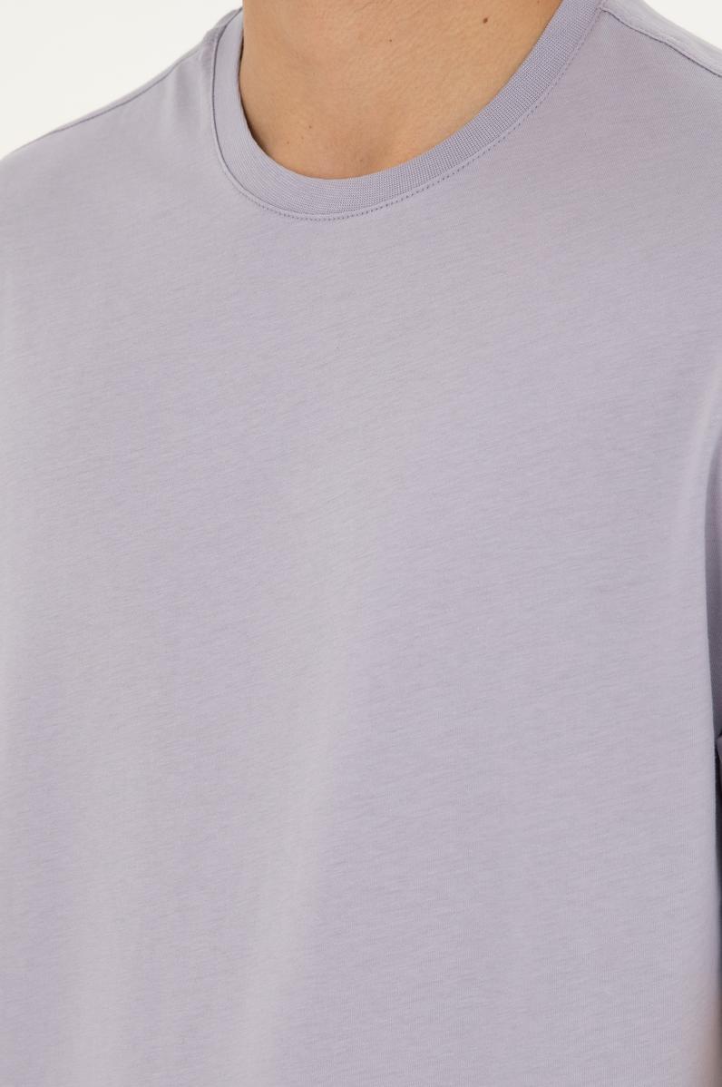 Erkek Comfort Fit Bisiklet Yaka Gri Tişört