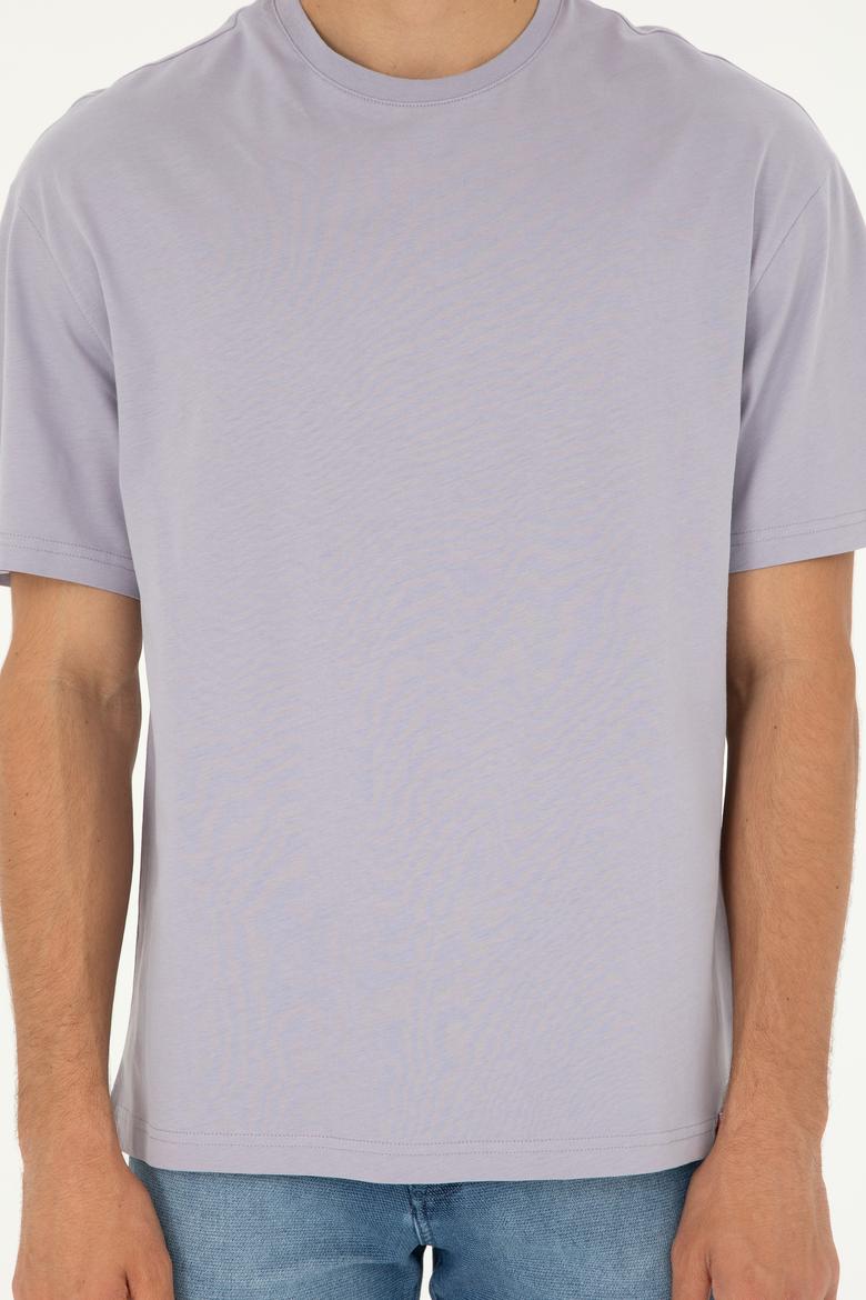 Erkek Comfort Fit Bisiklet Yaka Gri Tişört - 50294216066