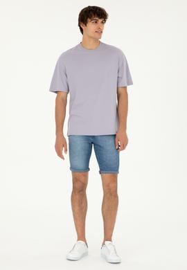 Erkek Comfort Fit Bisiklet Yaka Gri Tişört - 50294216066