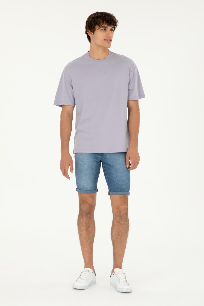 Erkek Comfort Fit Bisiklet Yaka Gri Tişört - 50294216066