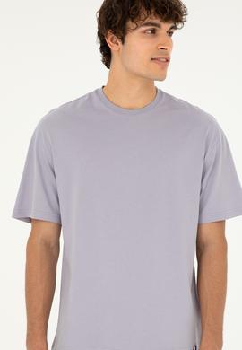 Erkek Comfort Fit Bisiklet Yaka Gri Tişört - 50294216066