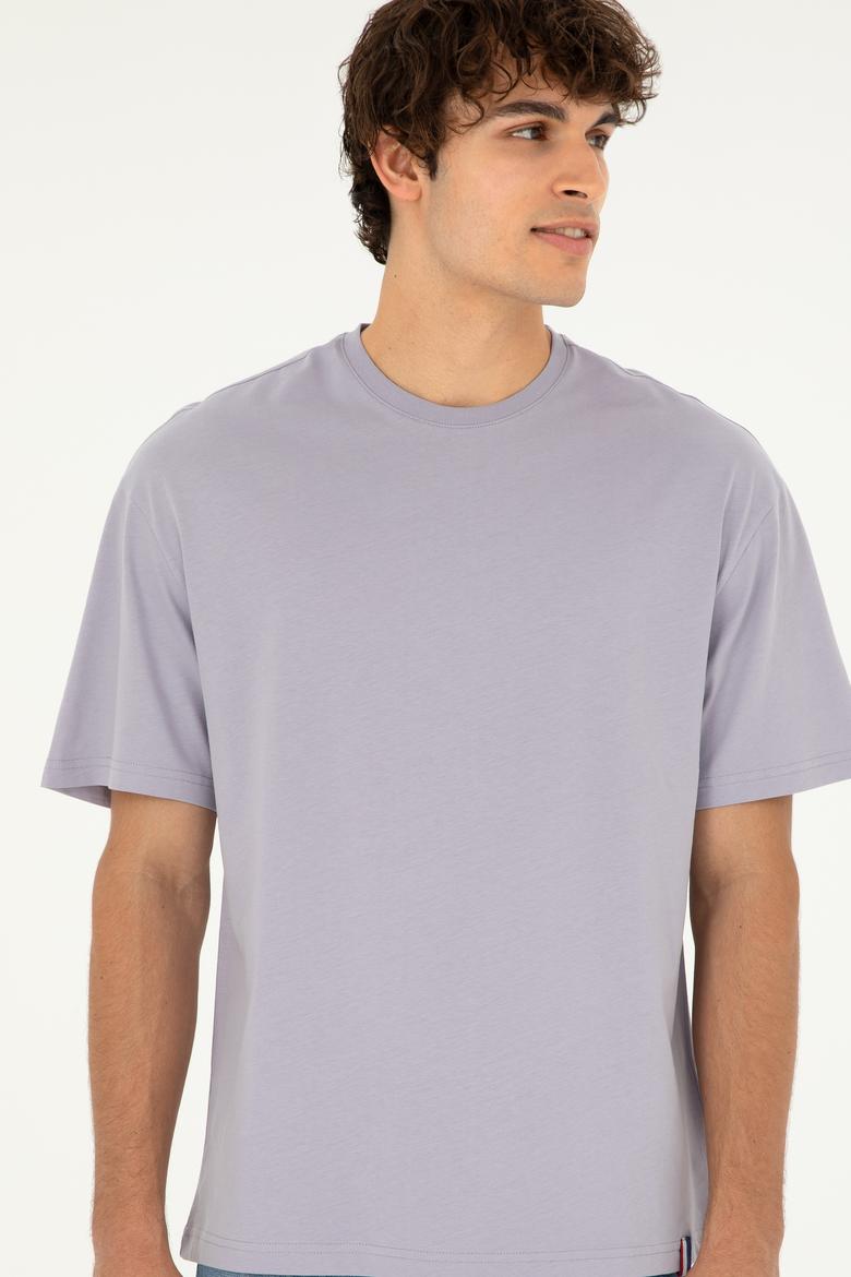 Erkek Comfort Fit Bisiklet Yaka Gri Tişört - 50294216066