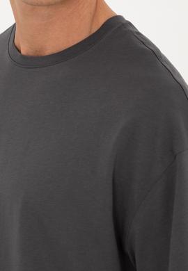 Erkek Comfort Fit Bisiklet Yaka Antrasit Tişört - 50294216079