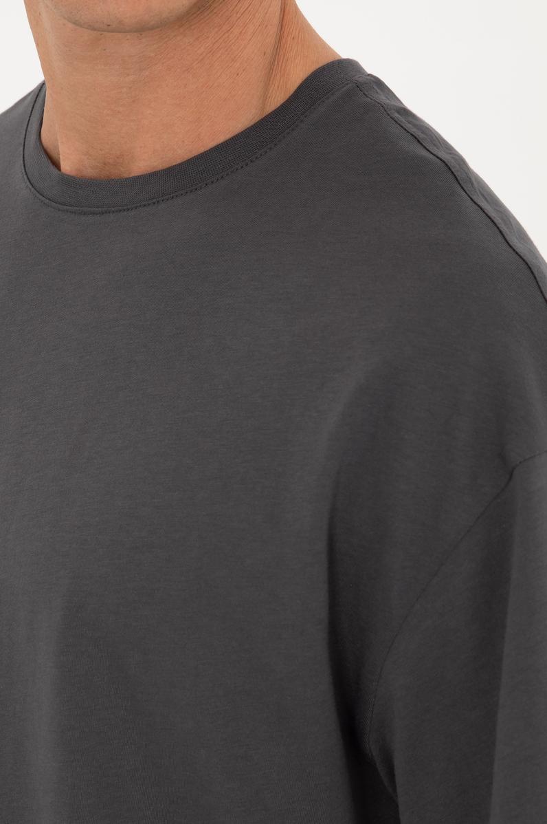 Erkek Comfort Fit Bisiklet Yaka Antrasit Tişört