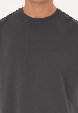 Erkek Comfort Fit Bisiklet Yaka Antrasit Tişört - 50294216079