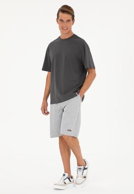 Erkek Comfort Fit Bisiklet Yaka Antrasit Tişört - 50294216079