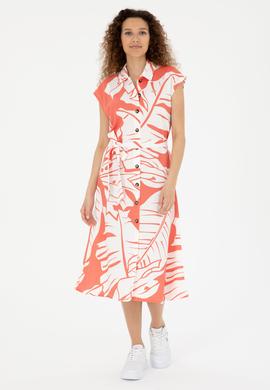 Kadın Nar Çiçeği Gömlek Örme Elbise - 50281782005