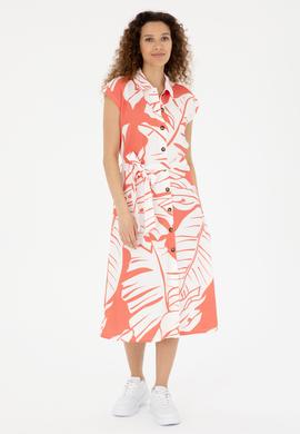 Kadın Nar Çiçeği Gömlek Örme Elbise - 50281782005