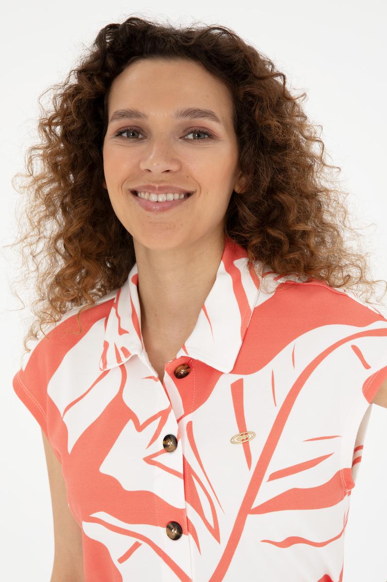 Kadın Nar Çiçeği Gömlek Örme Elbise