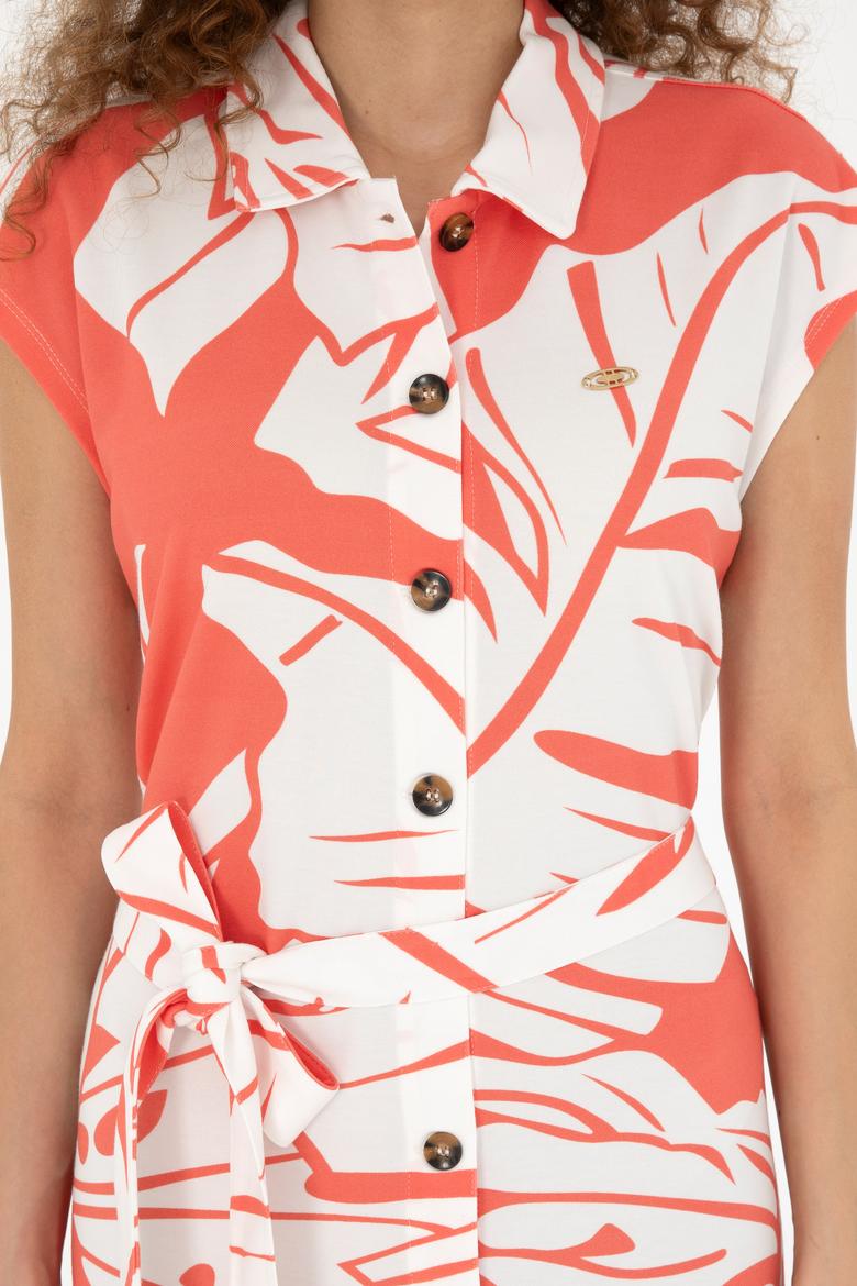 Kadın Nar Çiçeği Gömlek Örme Elbise - 50281782005