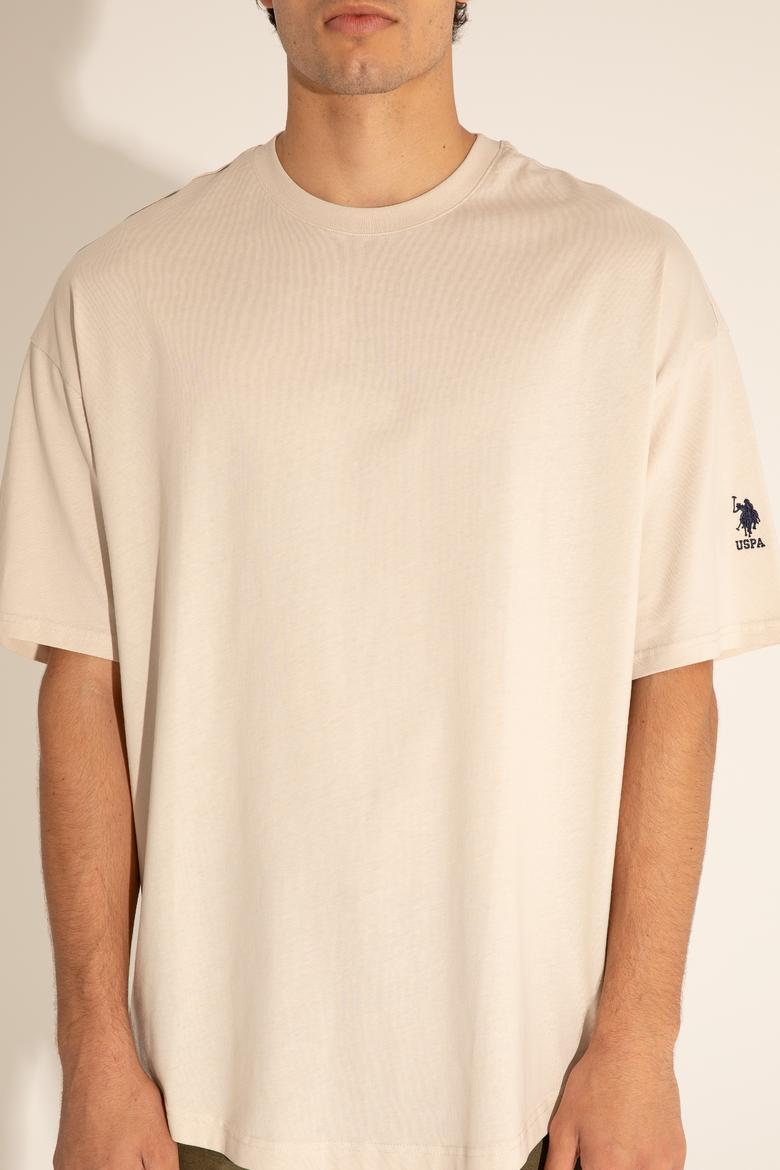 Erkek Comfort Long Fit Bisiklet Yaka Taş Tişört - 50284629008