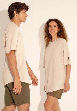 Erkek Comfort Long Fit Bisiklet Yaka Taş Tişört - 50284629008