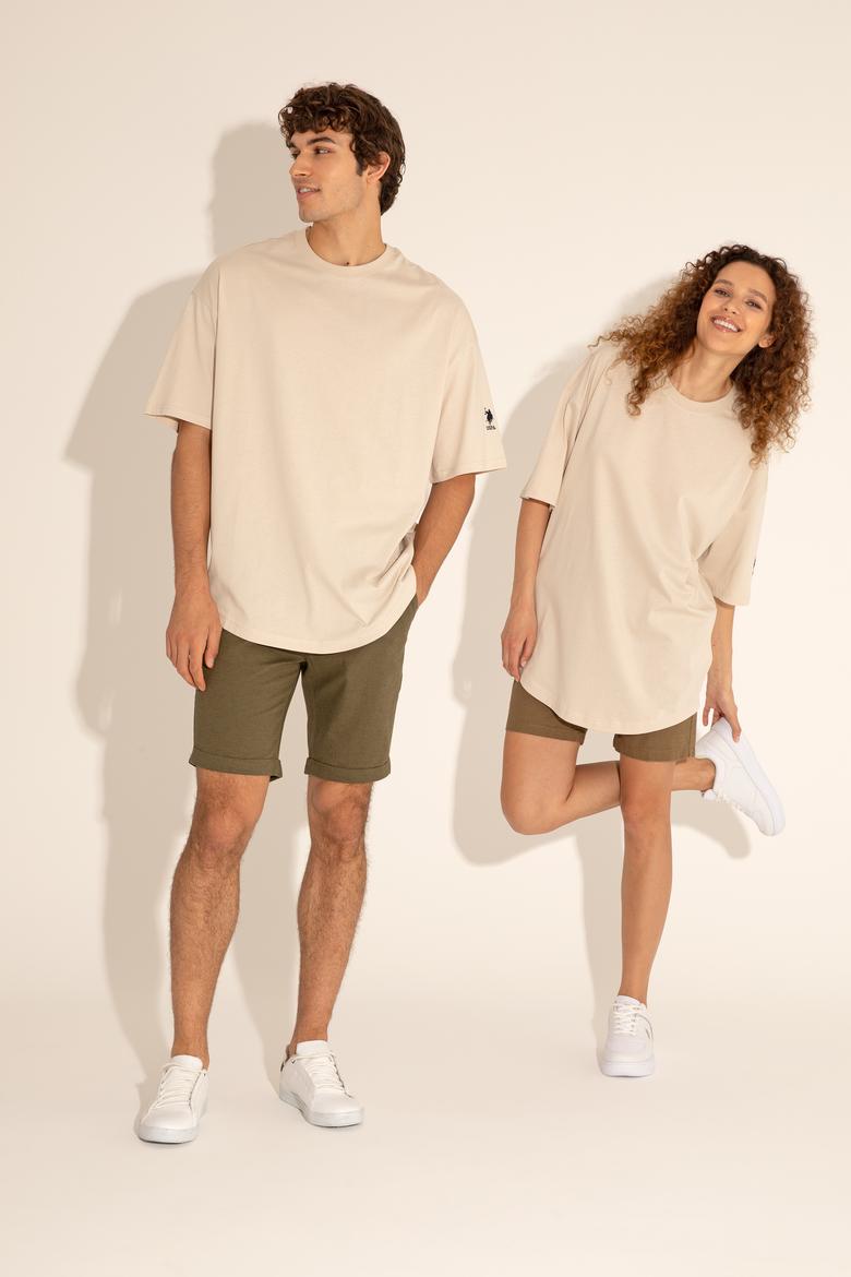 Erkek Comfort Long Fit Bisiklet Yaka Taş Tişört - 50284629008