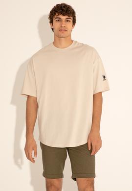 Erkek Comfort Long Fit Bisiklet Yaka Taş Tişört - 50284629008