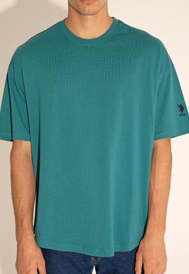 Koyu Yeşil Bisiklet Yaka Long Fit Tişört - 50284629070