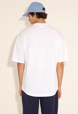 Erkek Comfort Long Fit Bisiklet Yaka Beyaz Tişört - 50284629041