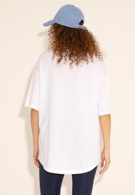 Erkek Comfort Long Fit Bisiklet Yaka Beyaz Tişört - 50284629041