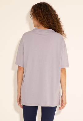 Erkek Oversize Fit Bisiklet Yaka Gri Tişört - 50289283021