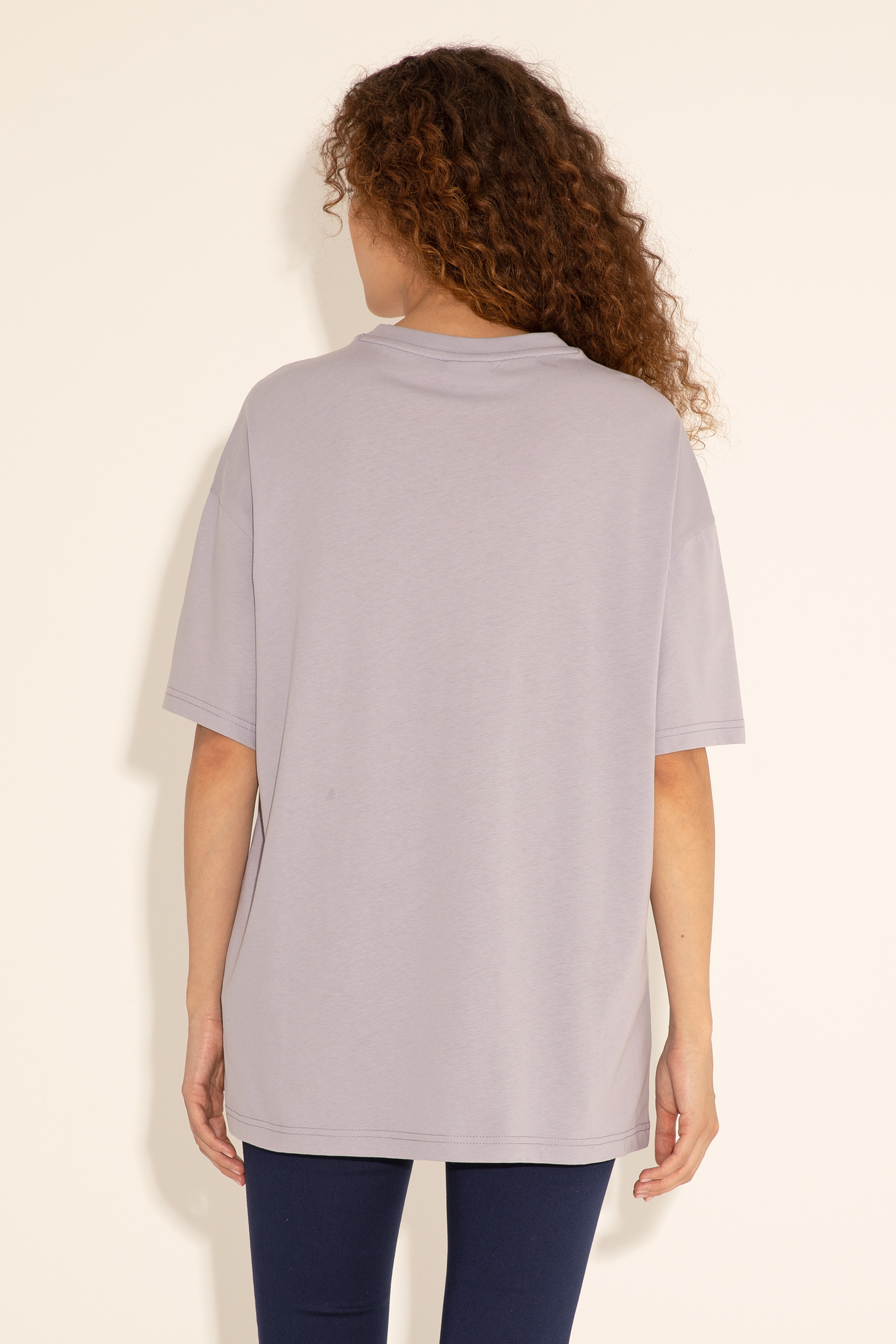 Erkek Oversize Fit Bisiklet Yaka Gri Tişört - Image 4