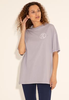 Erkek Oversize Fit Bisiklet Yaka Gri Tişört - 50289283021