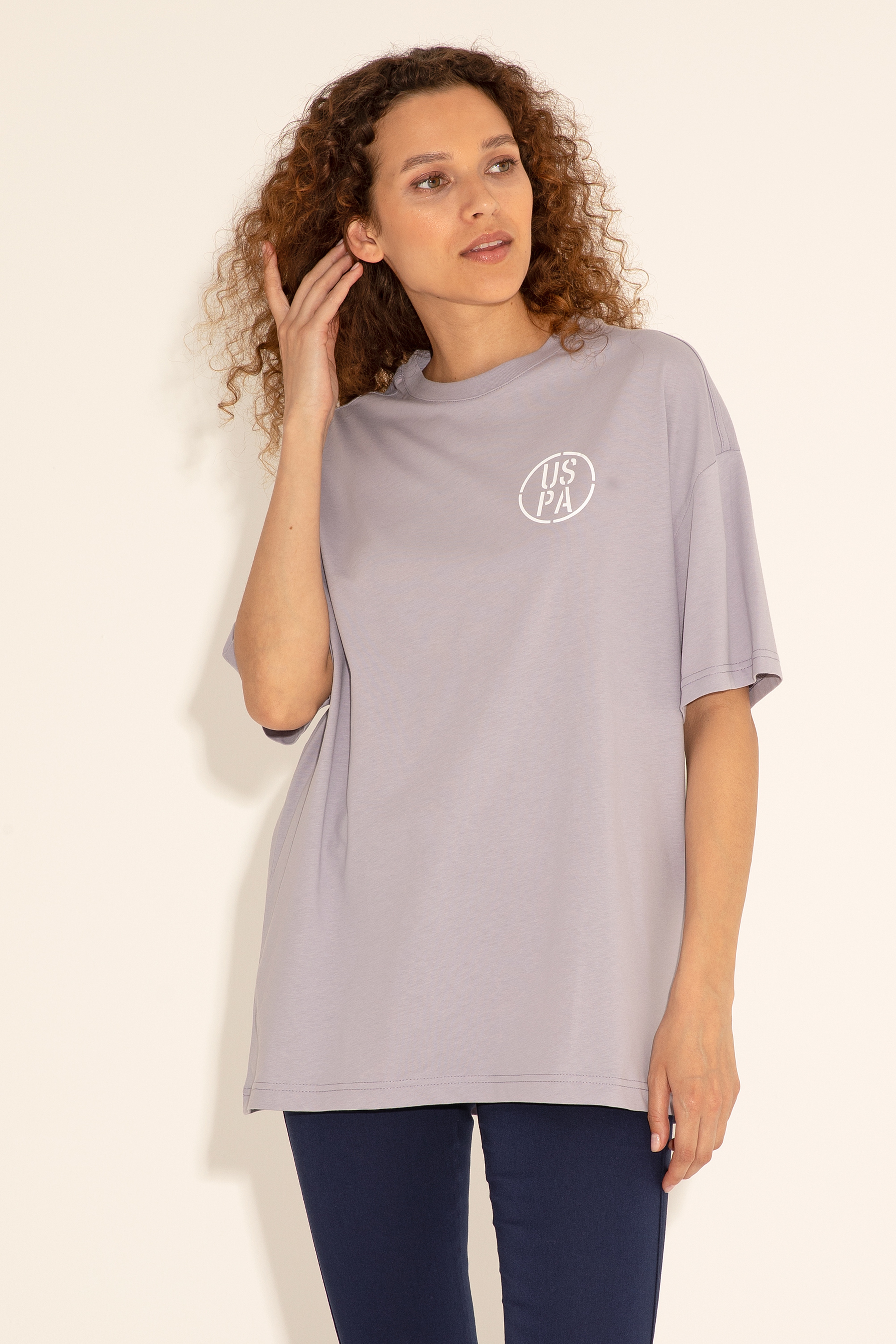Erkek Oversize Fit Bisiklet Yaka Gri Tişört - Image 3