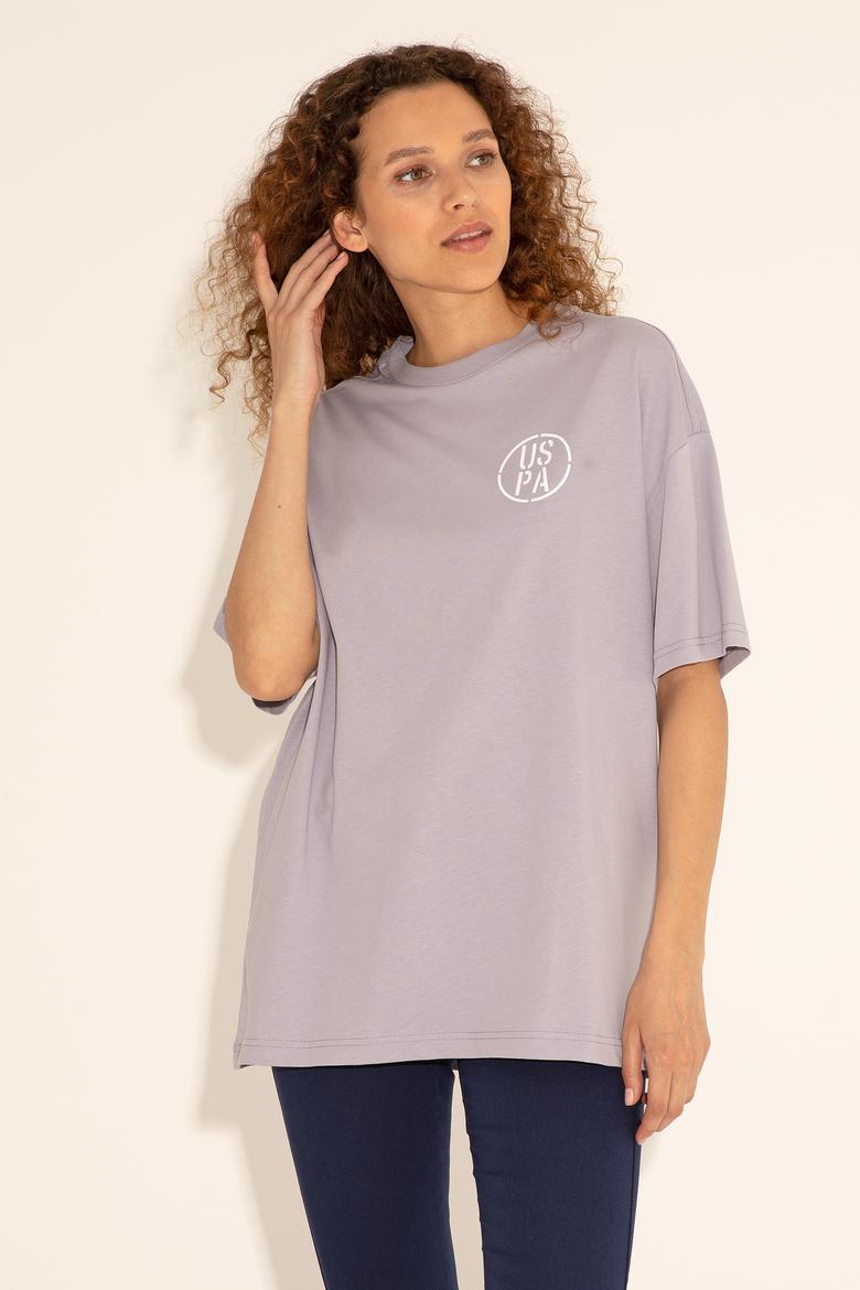 Erkek Oversize Fit Bisiklet Yaka Gri Tişört - 50289283021