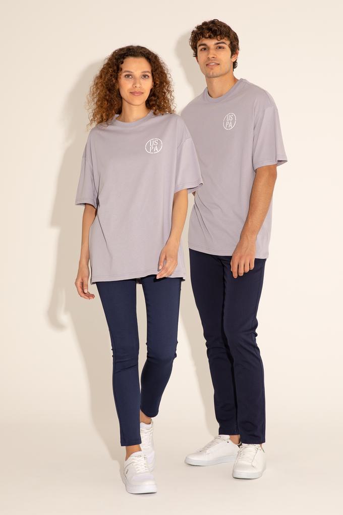 Erkek Oversize Fit Bisiklet Yaka Gri Tişört