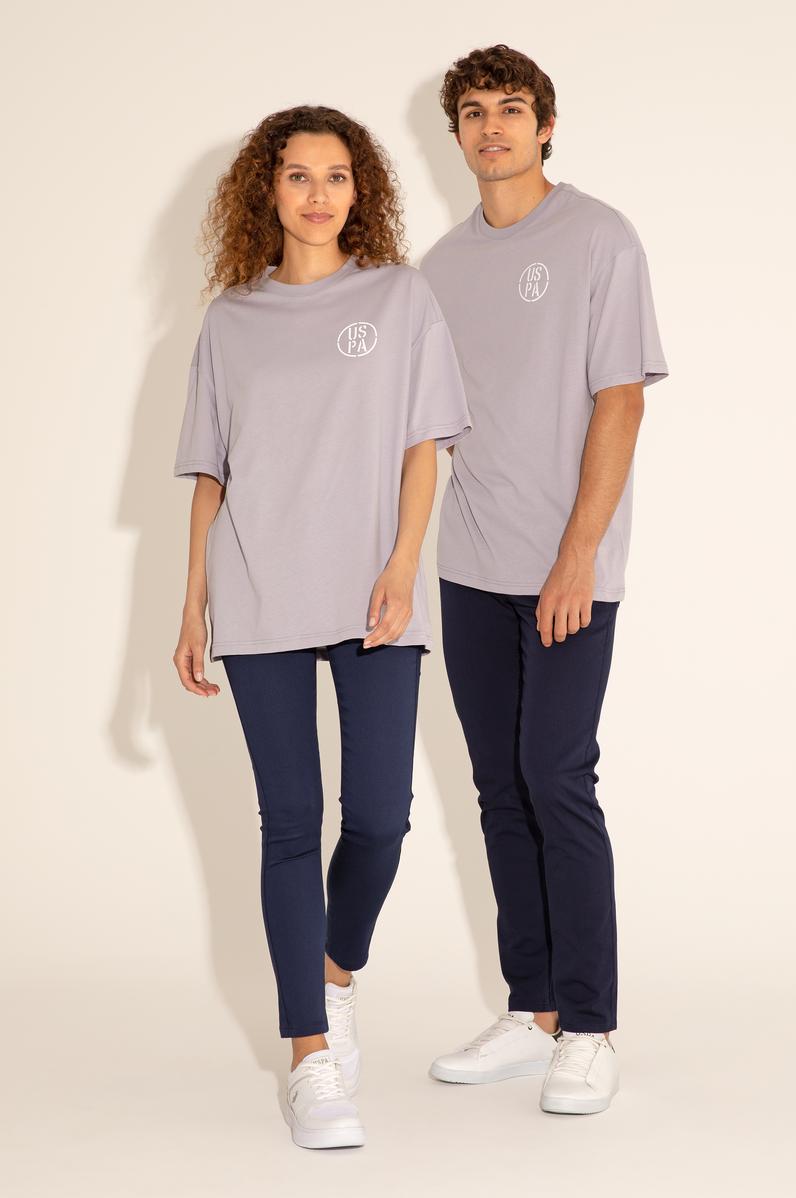 Erkek Oversize Fit Bisiklet Yaka Gri Tişört