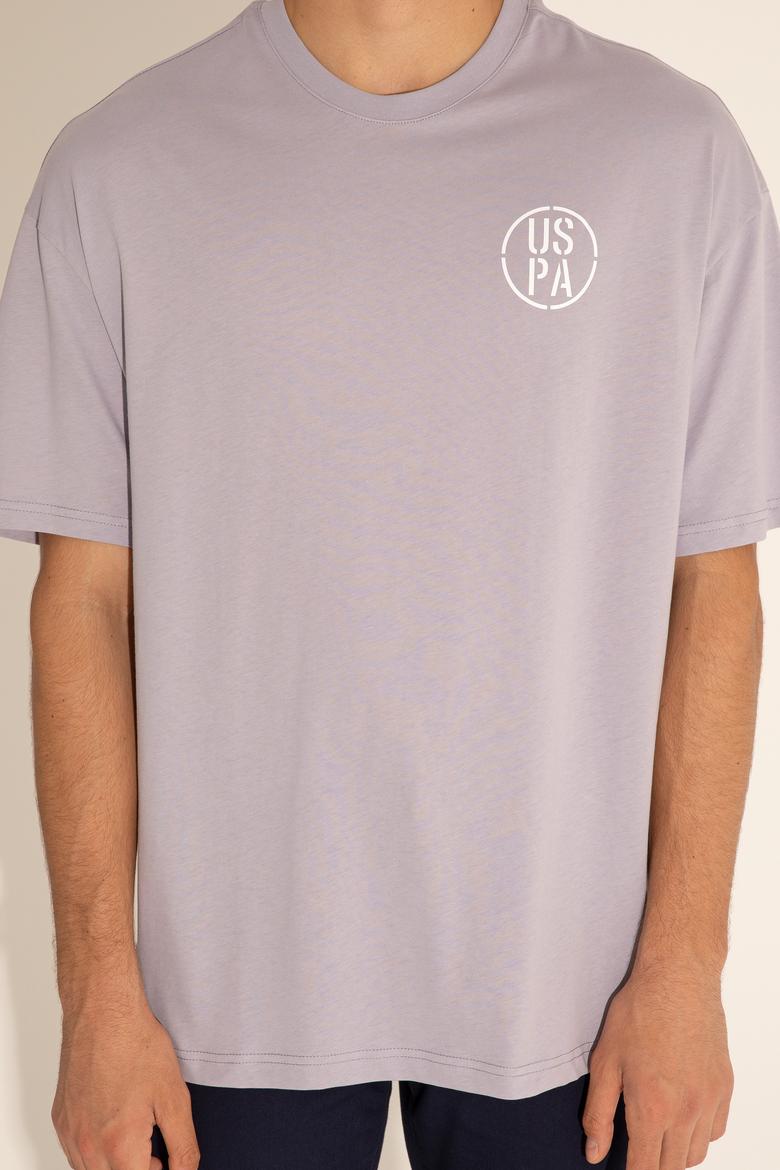 Erkek Oversize Fit Bisiklet Yaka Gri Tişört - 50289283021